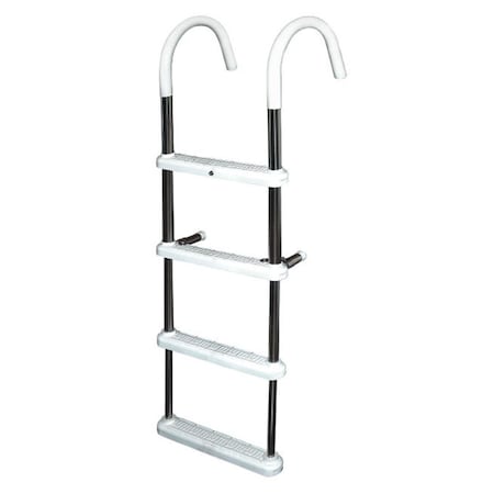 Jif Marine JIF Marine DMT4A-11 4 Step Gunwale 11 in. Hook Boat Ladder - Aluminum DMT4A-11